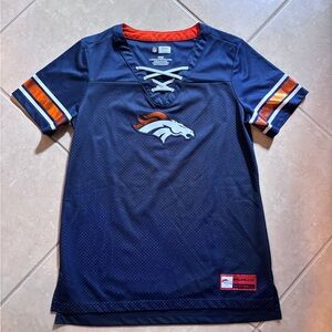 NFL Team Apparel Women’s Navy Denver Broncos Short Sleeve Jersey Top Size M